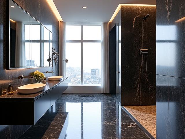 Opulent master bathroom in a Cork city penthouse.